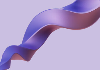 3D rendered Smooth purple abstract spiral shape with soft gradient and glossy finish on pastel blue background, ideal for modern design and creative concepts