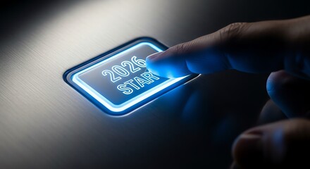 Finger pressing button with 2026 Star text