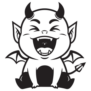 Adorable Cartoon Baby Devil Laughing with Joy