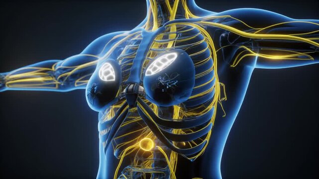3D Human Lymphatic System and Anatomy Scanning Visualization