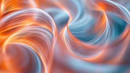 Curved fiber trails creating flowing abstract patterns with warm orange cool cyan light streams motion blur long exposure photography