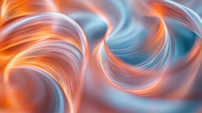 Curved fiber trails creating flowing abstract patterns with warm orange cool cyan light streams motion blur long exposure photography