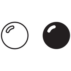 Set of Glossy Circle Icons with Reflection: Outline and Solid Style