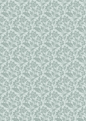 Green damask seamless pattern floral vector background, designed as an elegant damask seamless pattern for classic decor, featuring an ornate damask seamless pattern for wallpaper and textile