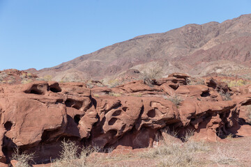 Katutau lava mountains in the Altyn-Emel (or Altyn Emel) national park. Zhetysu region, Kazakhstan.