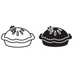 Simple Outline and Silhouette Fruit Pie Illustration