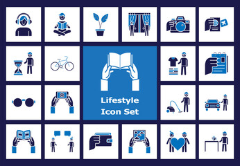 Everyday Lifestyle and Personal Wellness Icon Set - Flat Color Graphics for Hobbies, Routine, Technology, and Leisure Activities