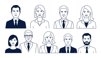 Fototapeta premium Diverse group of professional people in vector EPS icon
