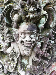 Traditional Balinese temple reliefs, in old condition