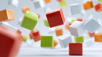 Obraz premium Colorful cubes floating in mid-air