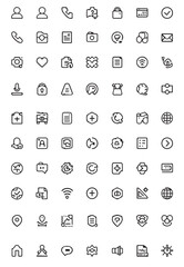 Black and White Line Icon Set – 50 Minimal Geometric UI Vector Icons