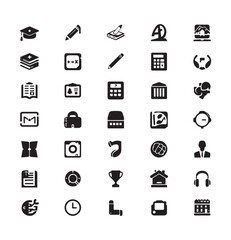  Bold Filled Education Icons &ndash; School, Learning, Study, Classroom, Online Education Vector Set&rdquo;