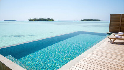 Obraz premium Luxury Overwater Bungalow Retreat, Crystal Lagoon Villa Experience