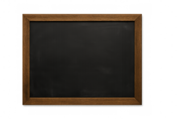 Empty black chalkboard with a vintage wooden frame for school. Isolated on transparent background, png
