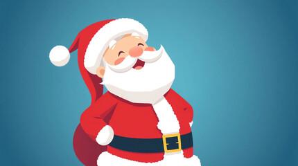 Santa Claus on blue background. Christmas and New Year vector illustration.