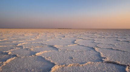 Tranquil sunset over endless salt flats a serene desert landscape evokes peace and wanderlust