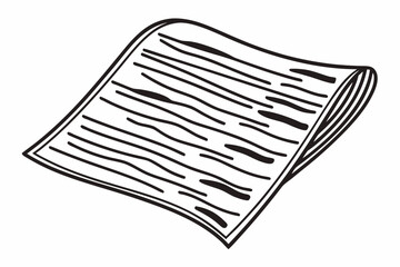 Minimalist illustration of a stack of papers with lines on them in black and white drawing style design style vector