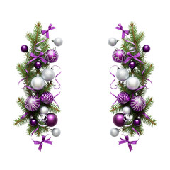Elegant purple and silver christmas garland decorations
