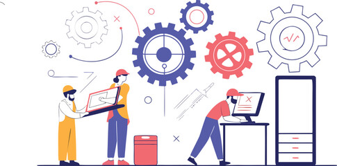 business man drawing a business graph illustration