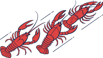 Red lobster vector illustration isolated on white background