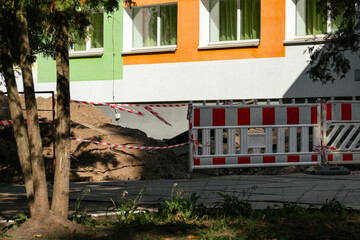 Repair work near the school building