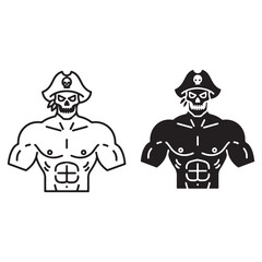 Muscular Pirate Skeleton Character Illustration