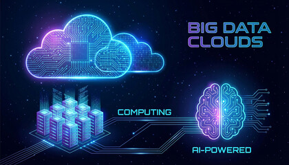 Ai-powered big data cloud computing concept illustration. 60