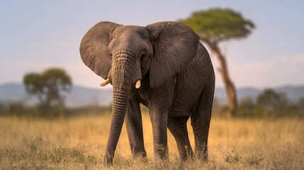 Gentle giant African elephant portrait serene savanna wildlife conservation image peaceful moment