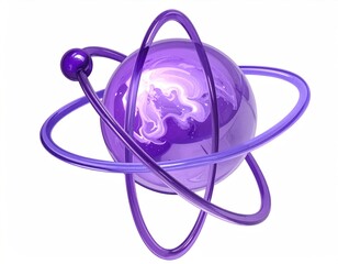 Purple sphere with rings, glow inside