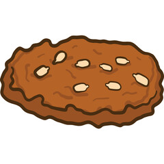 Illustration Of A Round Oatmeal Cookie With Visible Oats Set Against A Transparent Background