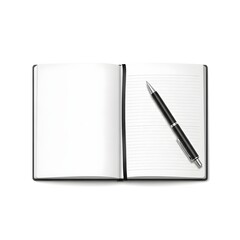 Open Notebook with Blank and Lined Pages, Accompanied by a Sleek Black Pen