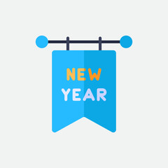 Happy New Year Typography Vector – Modern Typography, Glitter Effects, Fireworks Icons, Party Elements, Holiday Template