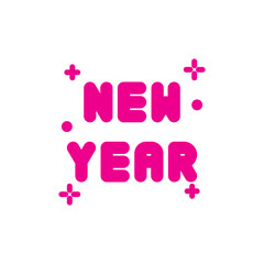 Happy New Year Typography Vector – Modern Typography, Glitter Effects, Fireworks Icons, Party Elements, Holiday Template