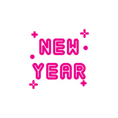 Happy New Year Typography Vector – Modern Typography, Glitter Effects, Fireworks Icons, Party Elements, Holiday Template