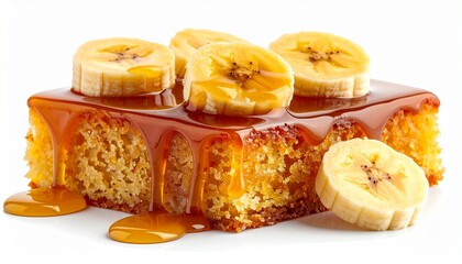 Slice Of Banana Cake With Caramel Sauce Drip