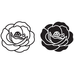 Monochrome Graphic Flower Illustrations in Outline and Silhouette Styles