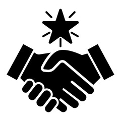 Obraz premium handshake with shining star glyph icon