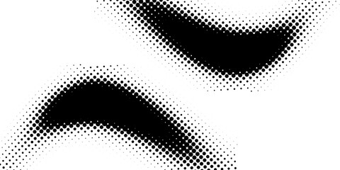 Dotted halftone waves. Abstract shapes, wave effect dotted gradient. Halftone graphic dots waves. Wave dotted halftone. Vector