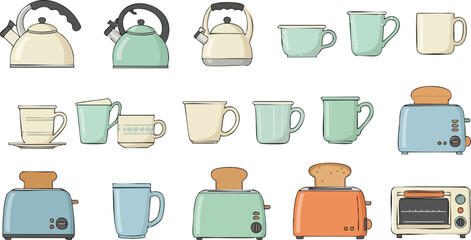 Collection of Retro Kitchen Appliances and Utensils