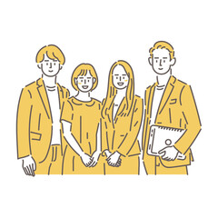 職場のチームメンバーが揃って並んでいるイラスト