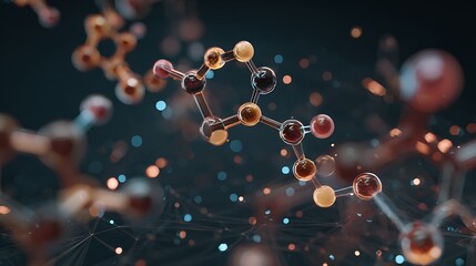 A molecular structure model floating in a digital space 
