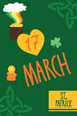 St Patrick 17 March Poster with Beer and Shamrocks