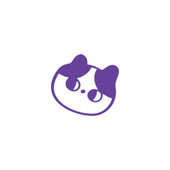 Whimsical Purple Cat Face Illustration