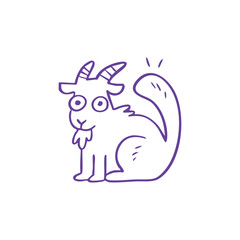 Excited Cartoon Cat with Horns Illustration
