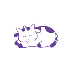 Serene Cartoon Cow Sleeping Peacefully