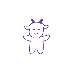Happy Cow Cartoon Character with Horns
