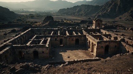 a view of the ruins in the desert