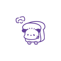Cartoon cow emerging from a slice of bread