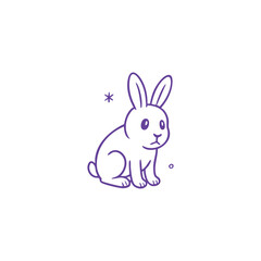 Purple Hand Drawn Rabbit Illustration