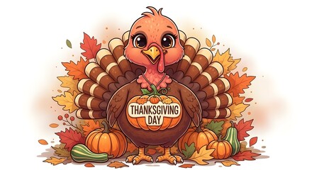 A humorous and playful design concept for a Thanksgiving Day greeting card or social media post